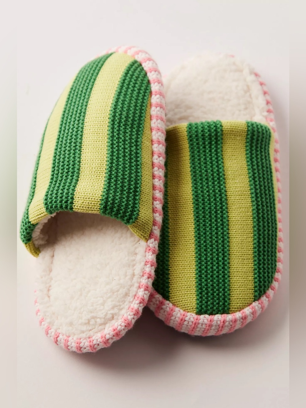 Verloop Super Stripe Slide Slippers L/XL Lime Green NWT